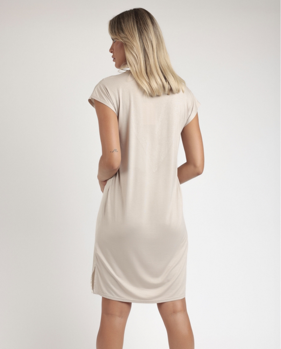 ADMAS CLASSIC Camisola Manga Caída Satin And Guipur para Mujer CAVA