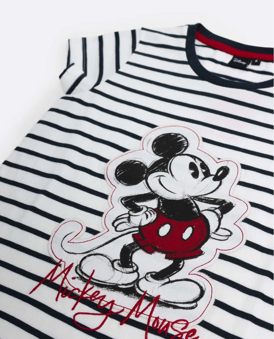 DISNEY Camisola Manga Corta Mickey Patch para Niña MARINO