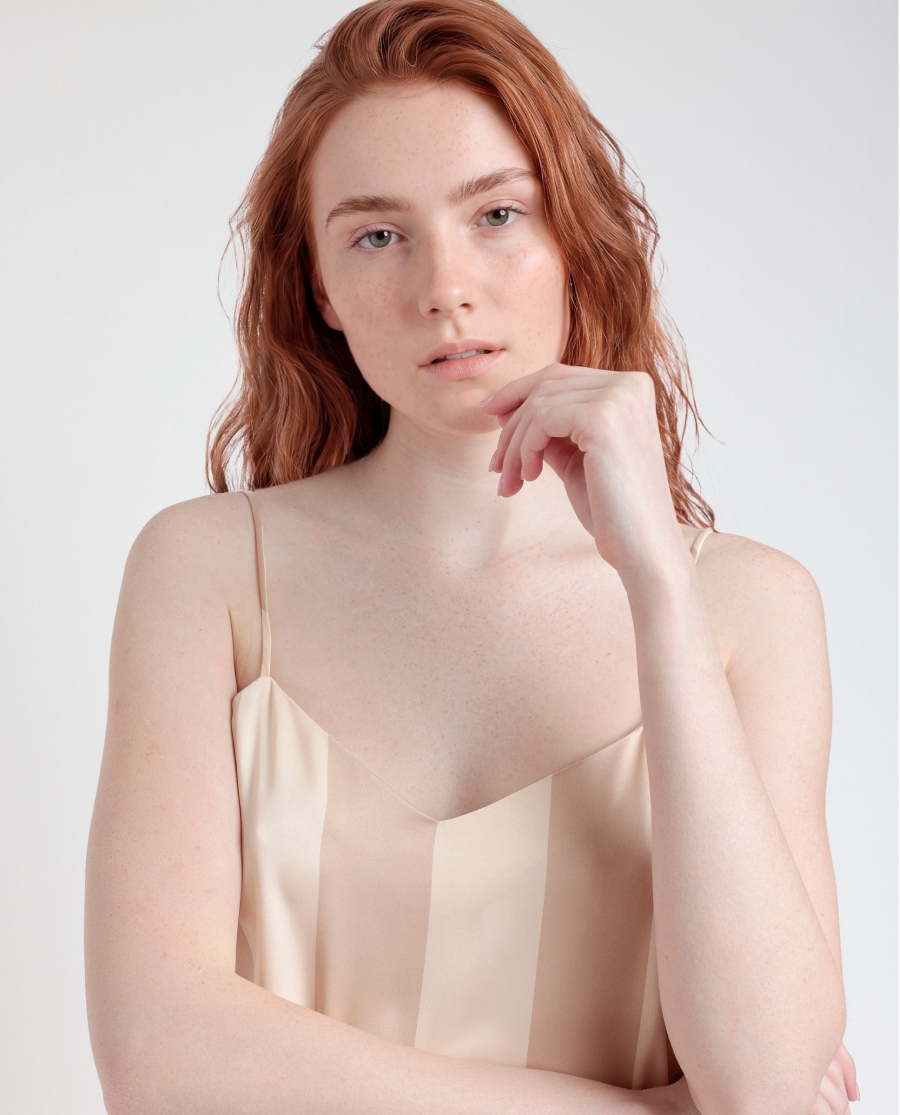 ADMAS CLASSIC Camisola Tirantes Luxe Stripes para Mujer ORO
