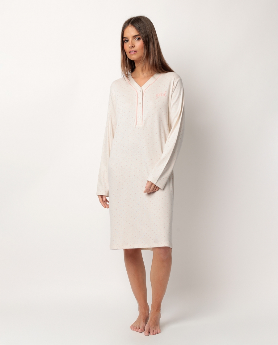 ADMAS CLASSIC Camisola Manga Larga Tapeta Dots & Flowers para Mujer CRUDO