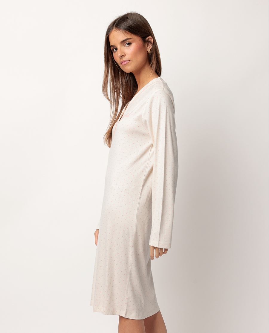 ADMAS CLASSIC Camisola Manga Larga Tapeta Dots & Flowers para Mujer CRUDO