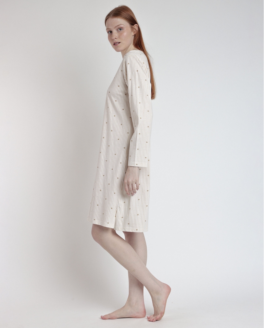 ADMAS CLASSIC Camisola Manga Larga Stripes And Stars para Mujer BEIGE