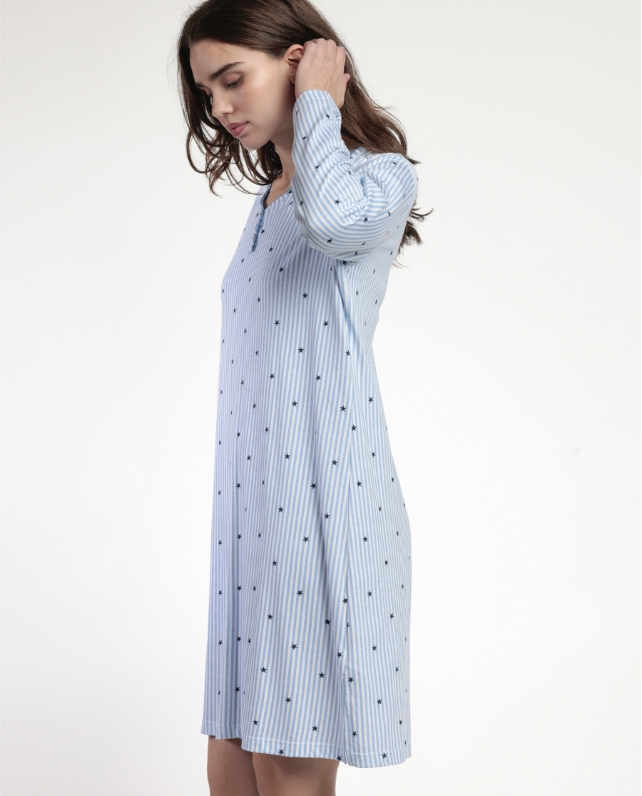 ADMAS CLASSIC Camisola Manga Larga Stripes And Stars para Mujer AZUL