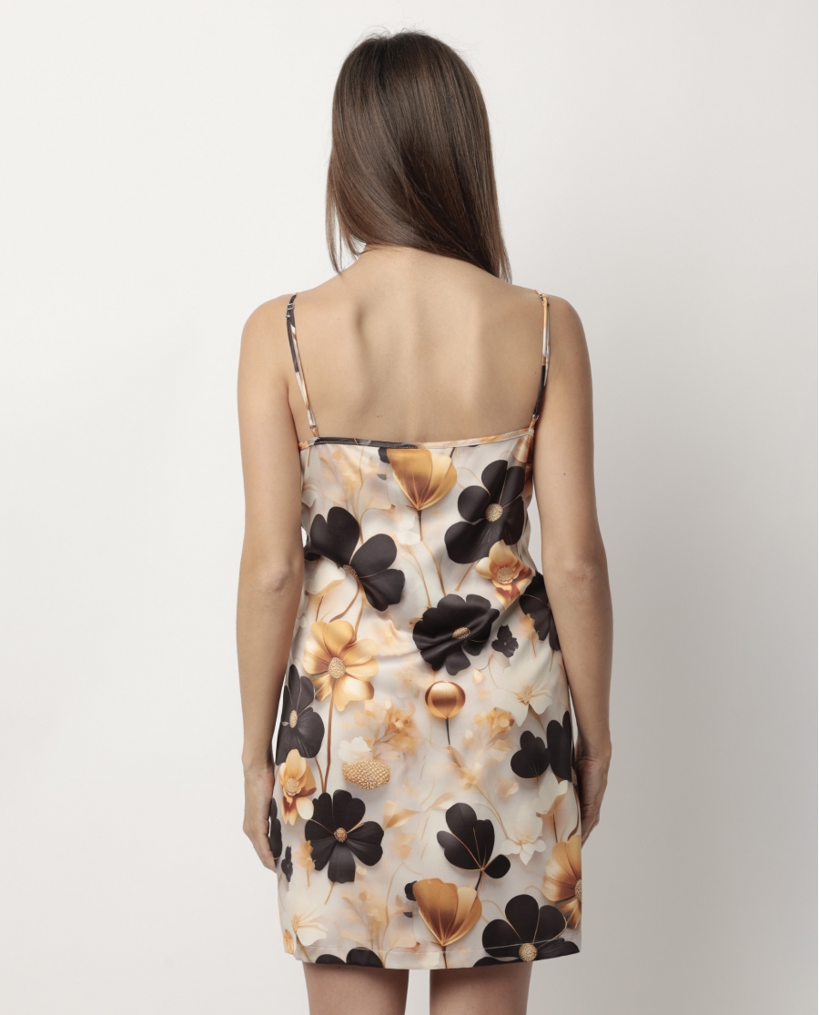 ADMAS LUXURY Camisola Tirantes Satinada Luxury Flowers para Mujer ORO