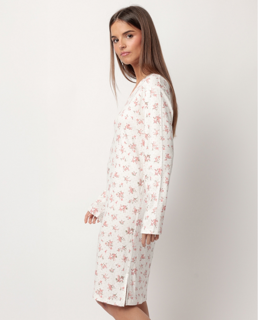 ADMAS CLASSIC Camisola Manga Larga Dots & Flowers para Mujer CORAL