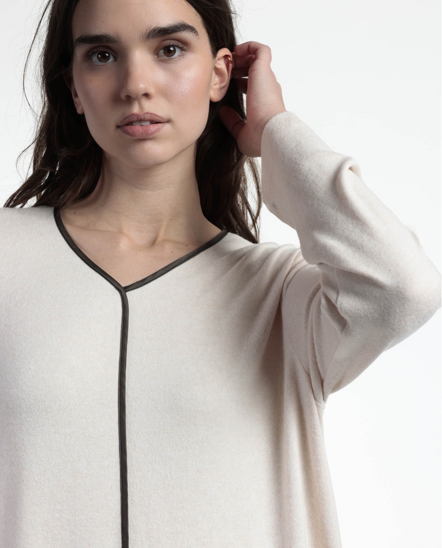 ADMAS CLASSIC Camisola Manga Larga Elegant At Home para Mujer BEIGE