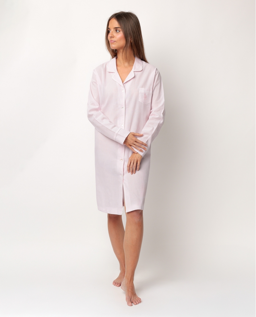 ADMAS HOME Camisola Manga Larga Abierta Popelín Stripes Home para Mujer ROSA