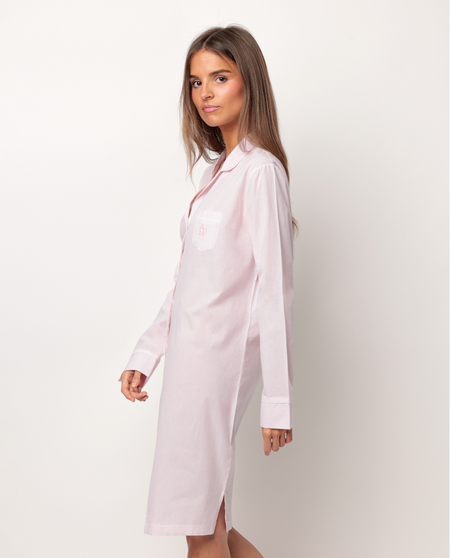 ADMAS HOME Camisola Manga Larga Abierta Popelín Stripes Home para Mujer ROSA