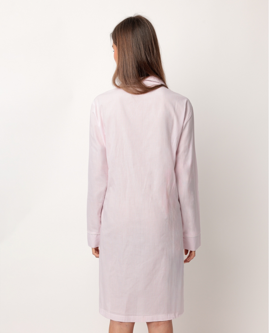 ADMAS HOME Camisola Manga Larga Abierta Popelín Stripes Home para Mujer ROSA