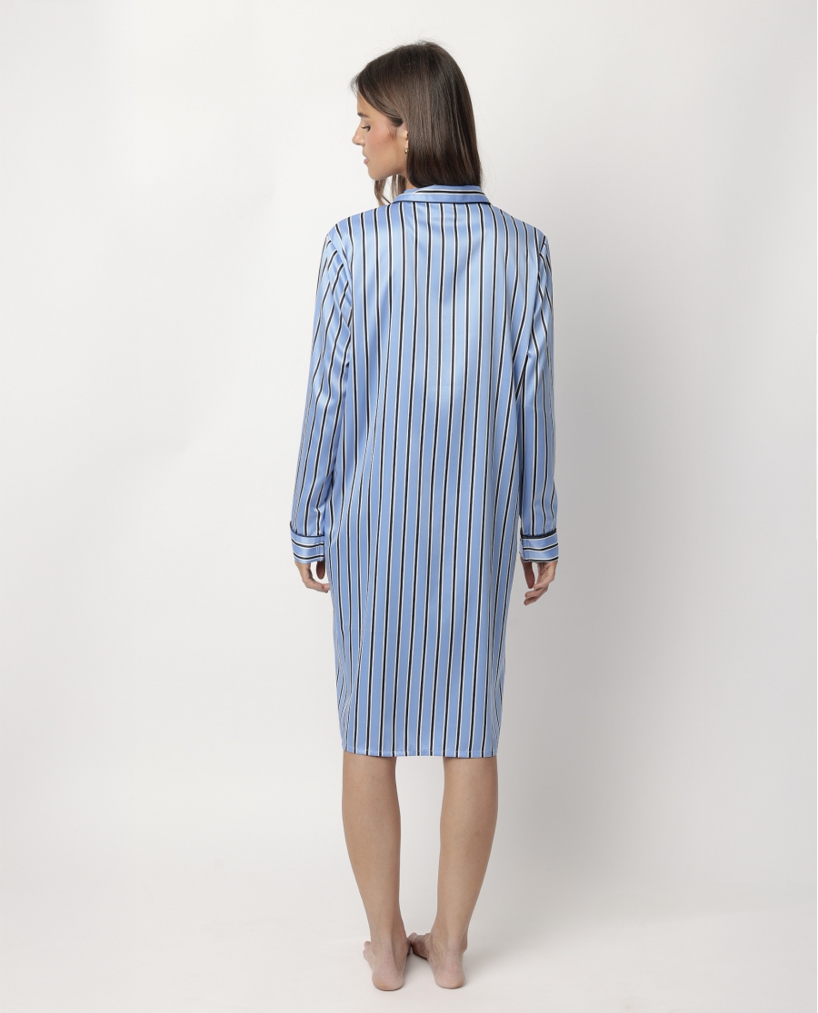 ADMAS CLASSIC Camisola Manga Larga Abierta Satinada Adm Secret para Mujer AZUL