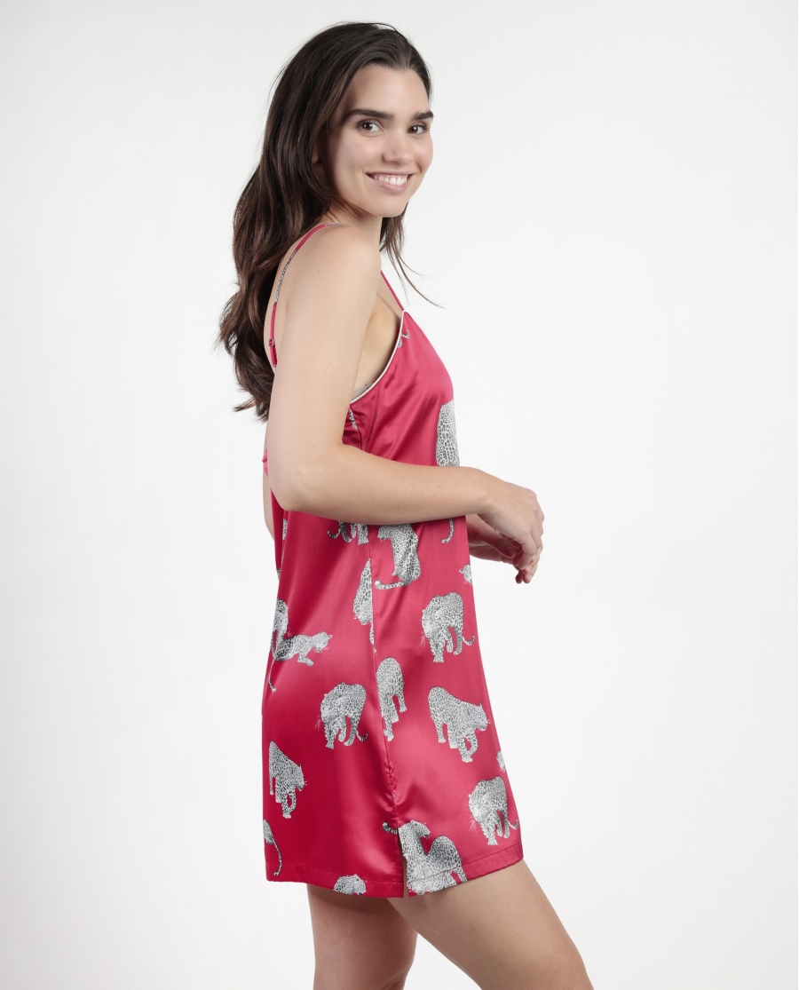 ADMAS LUXURY Camisola Tirantes Satinada Jungle Fever para Mujer FUCSIA