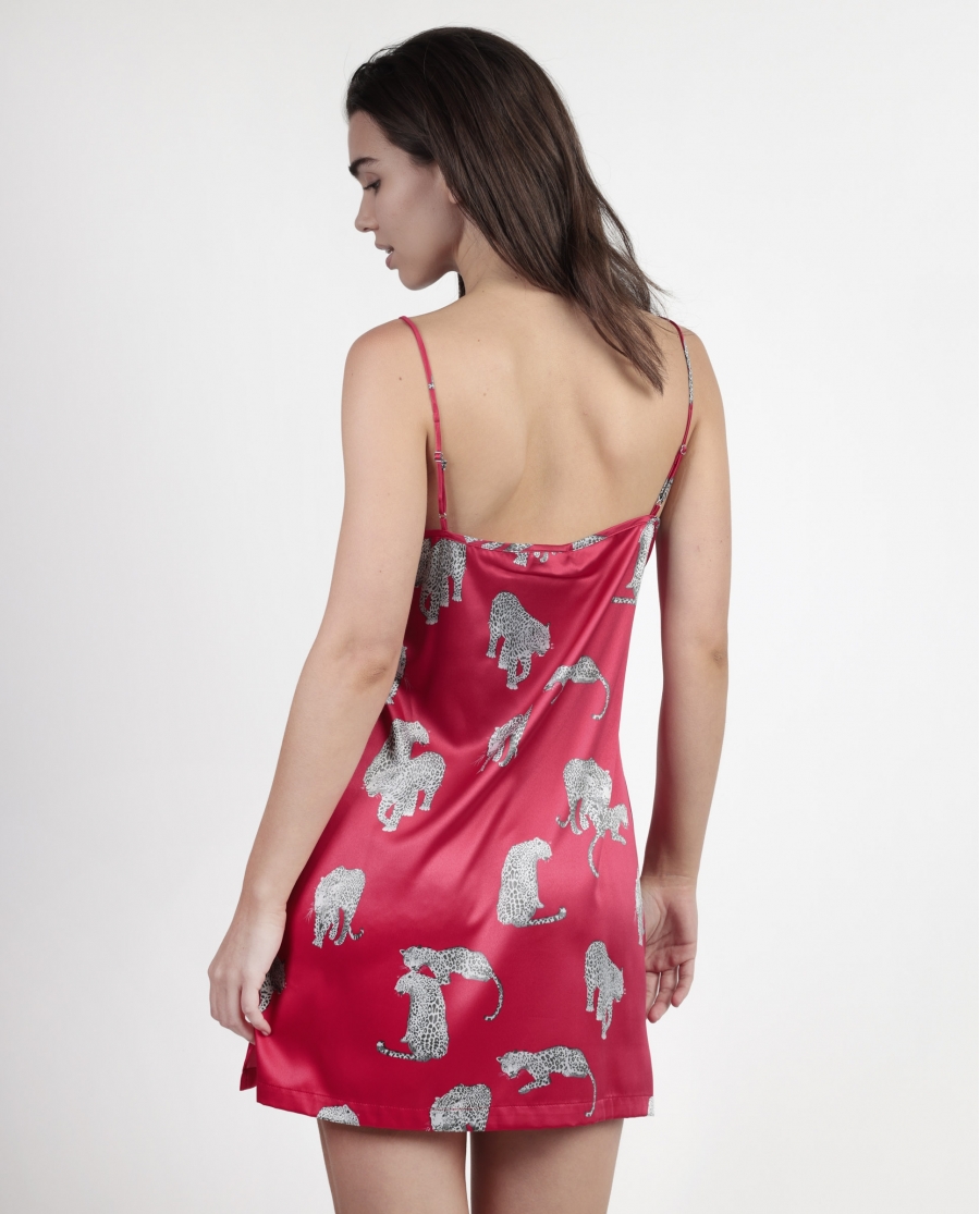 ADMAS LUXURY Camisola Tirantes Satinada Jungle Fever para Mujer FUCSIA