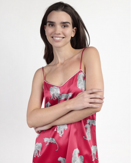 ADMAS LUXURY Camisola Tirantes Satinada Jungle Fever para Mujer FUCSIA 2