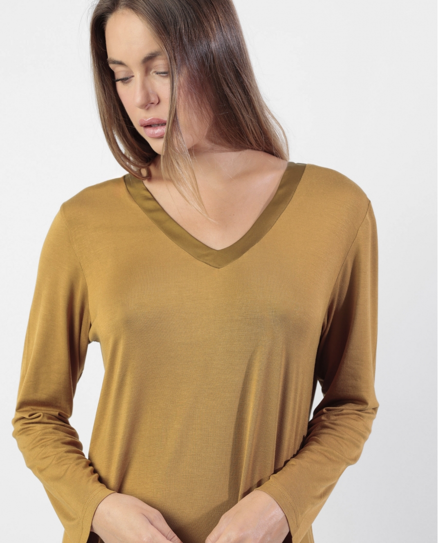ADMAS LUXURY Camisola Manga Larga Luxury Lisos para Mujer COBRE