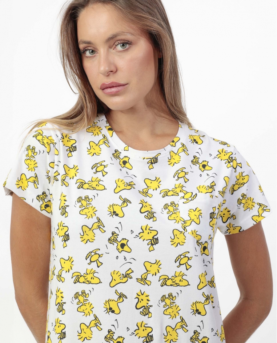 PEANUTS Camisola Manga Corta Woodstock para Mujer AMARILLO