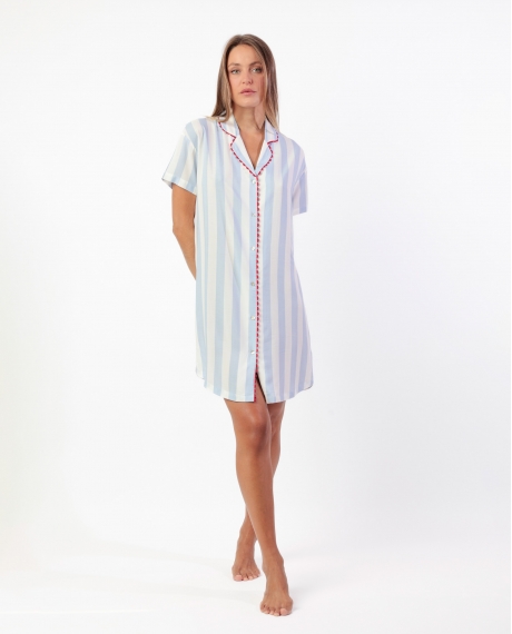 ADMAS CLASSIC Camisola Manga Corta Classic Light Stripes para Mujer AZUL