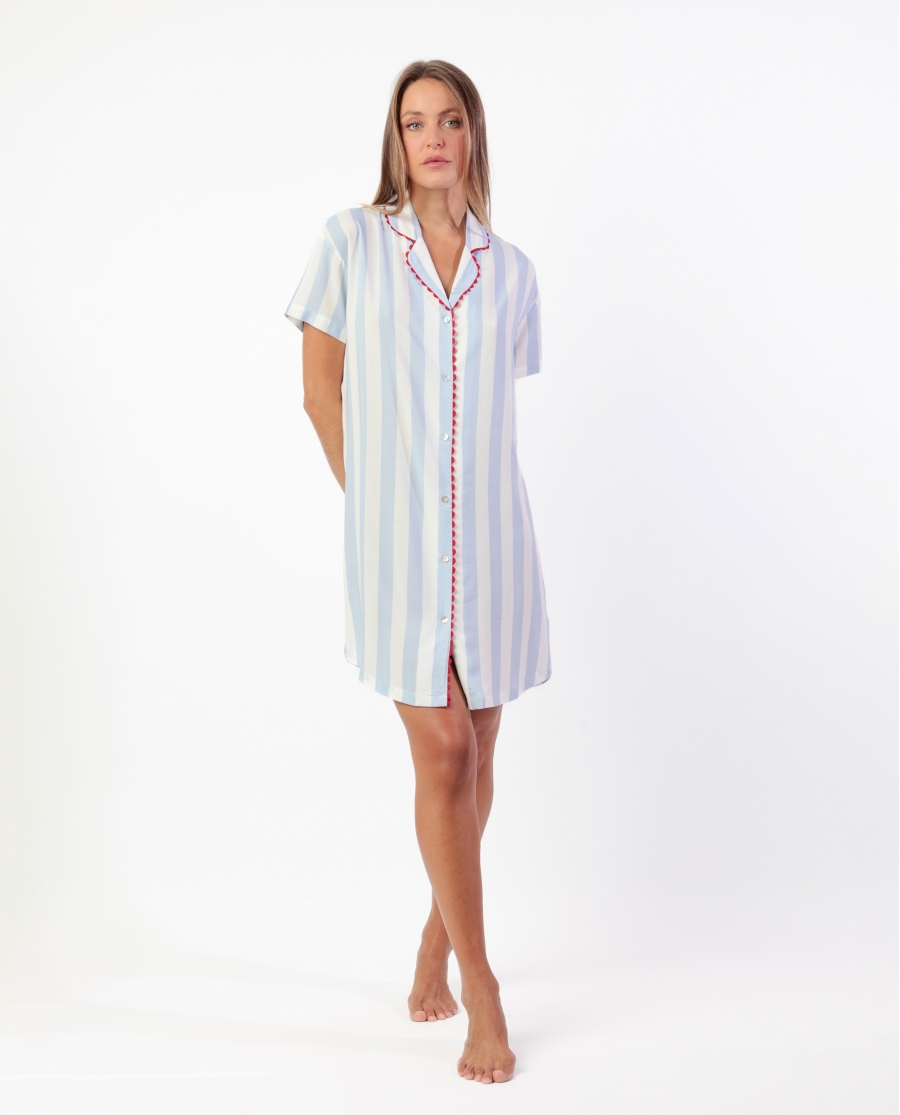 ADMAS CLASSIC Camisola Manga Corta Classic Light Stripes para Mujer AZUL