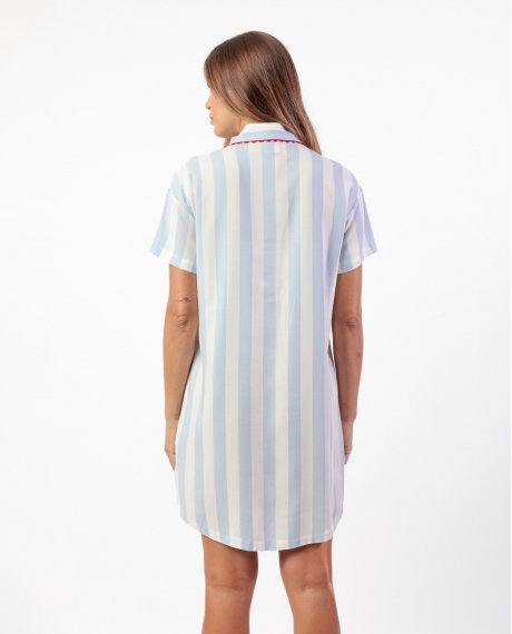 ADMAS CLASSIC Camisola Manga Corta Classic Light Stripes para Mujer AZUL 2