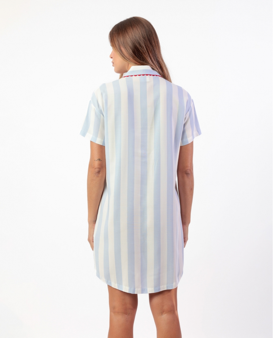 ADMAS CLASSIC Camisola Manga Corta Classic Light Stripes para Mujer AZUL