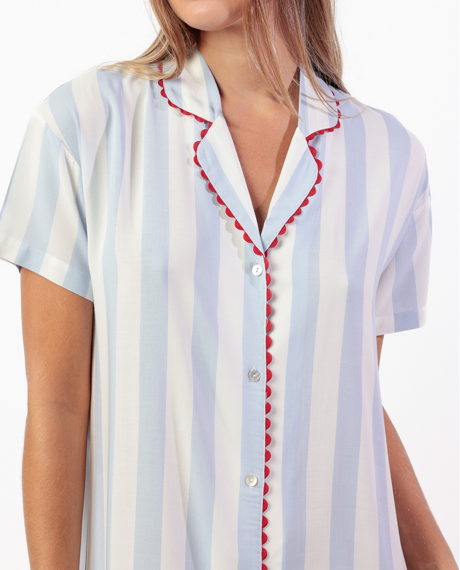 ADMAS CLASSIC Camisola Manga Corta Classic Light Stripes para Mujer AZUL