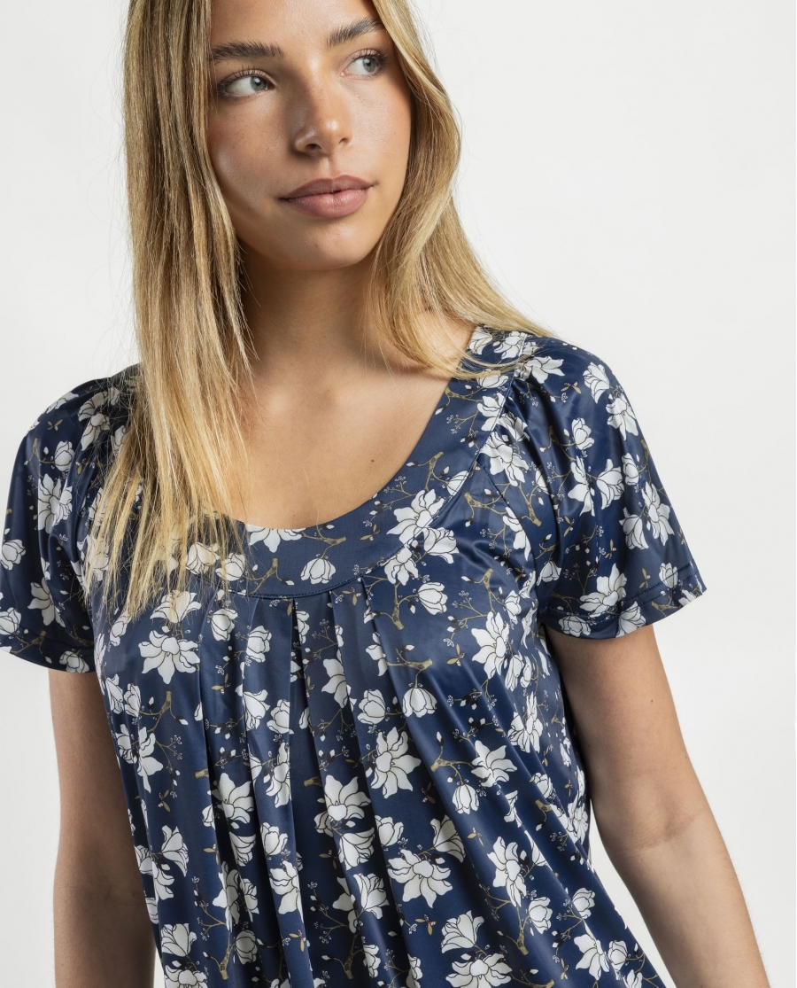 ADMAS GARDEN Camisola Manga Caída Navy Flowers para Mujer MARINO