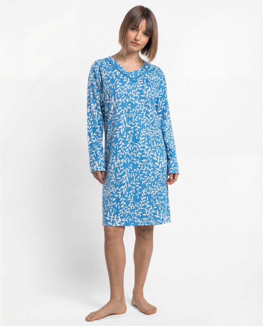 ADMAS GARDEN Camisola Manga Larga Garden Leaves para Mujer AZUL