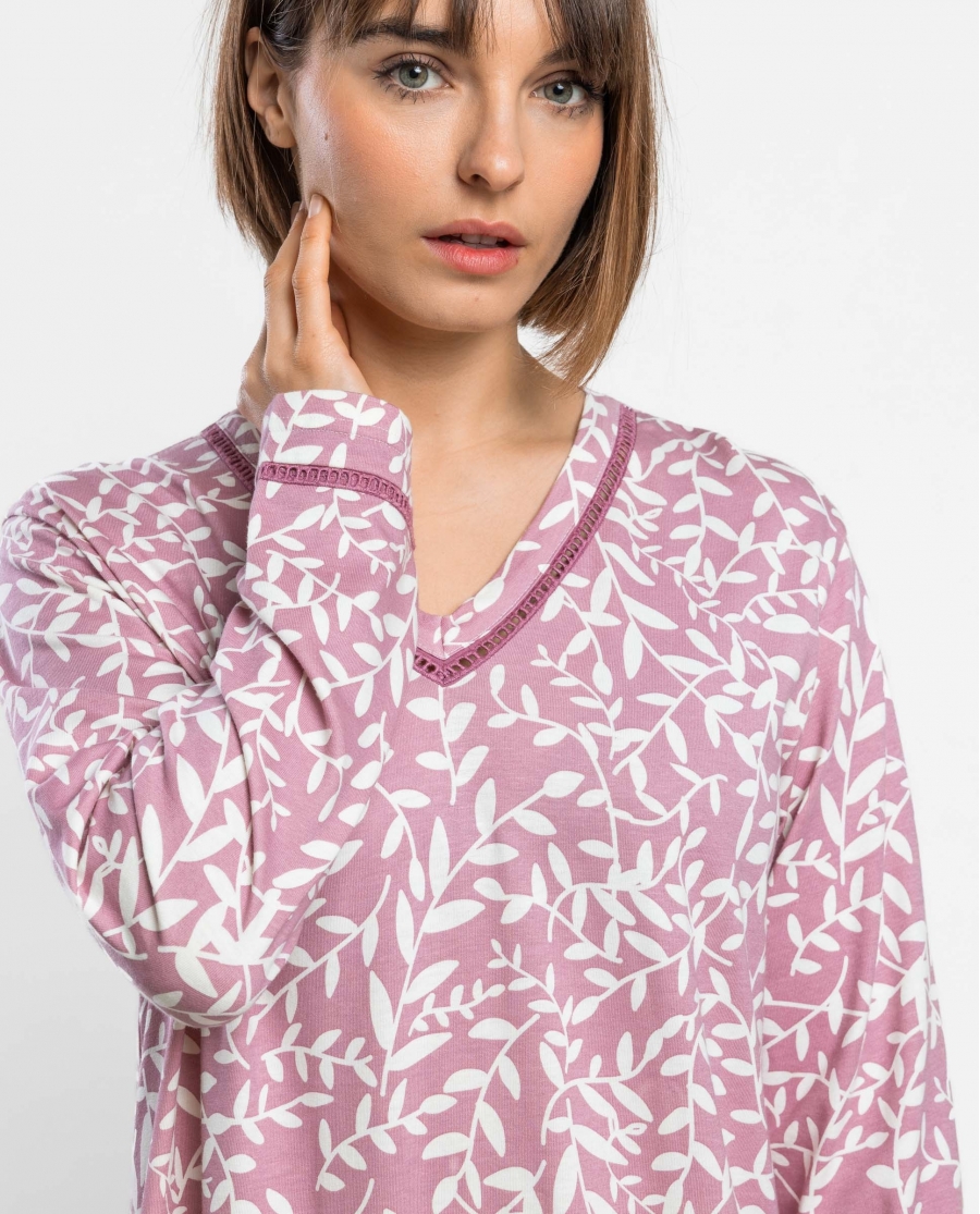 ADMAS GARDEN Camisola Manga Larga Garden Leaves para Mujer ROSA