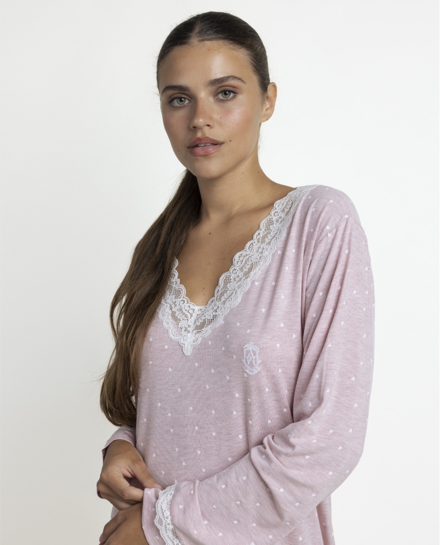 ADMAS CLASSIC Camisola Manga Larga Hearts para Mujer ROSA