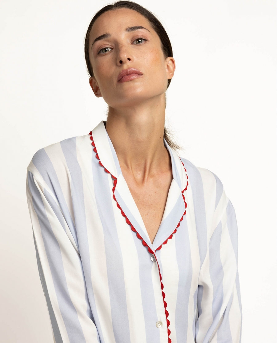 ADMAS CLASSIC Camisola Abierta Manga Larga Classic Light Stripes para Mujer AZUL
