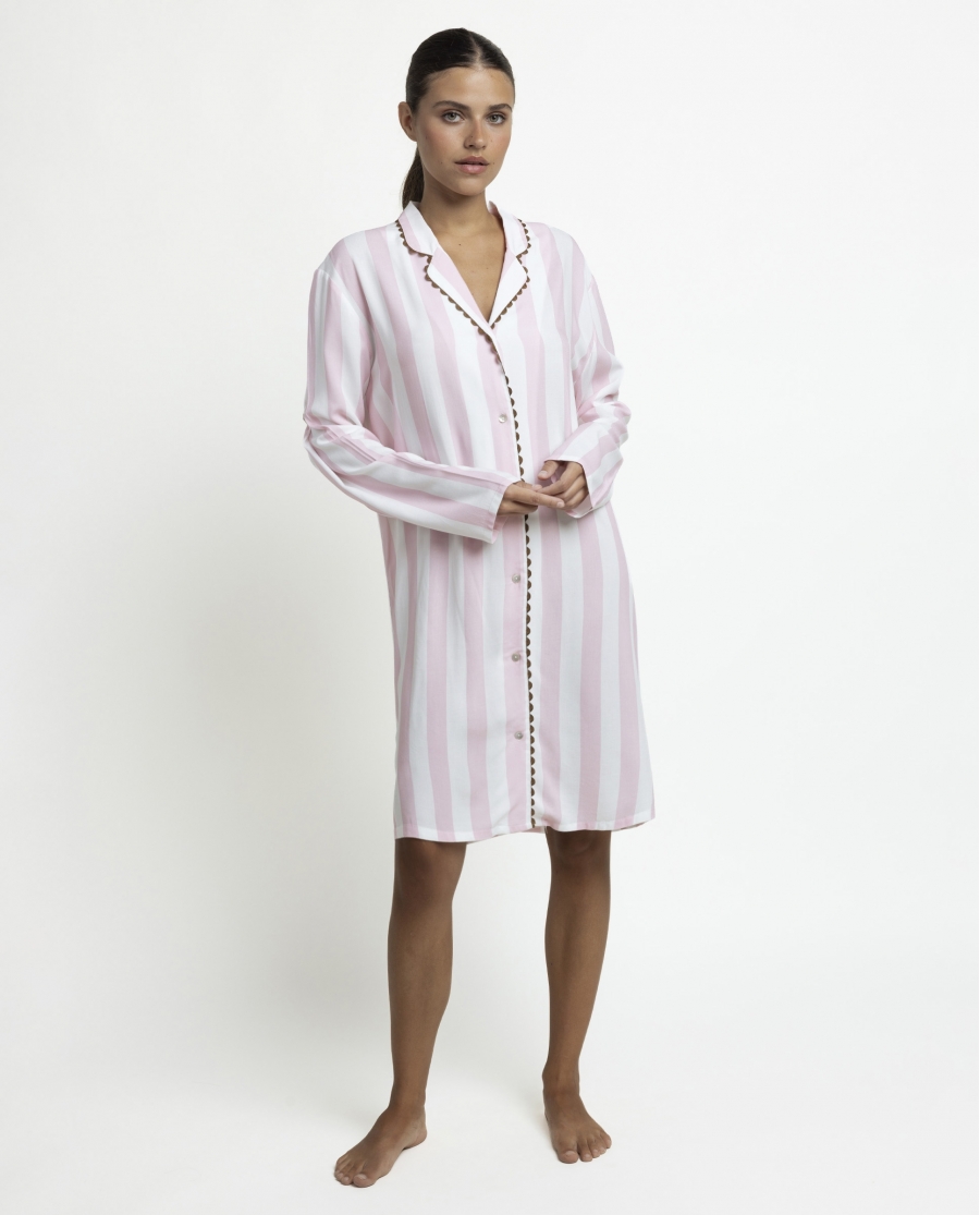 ADMAS CLASSIC Camisola Abierta Manga Larga Classic Light Stripes para Mujer ROSA