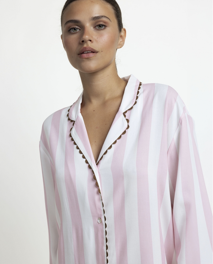 ADMAS CLASSIC Camisola Abierta Manga Larga Classic Light Stripes para Mujer ROSA