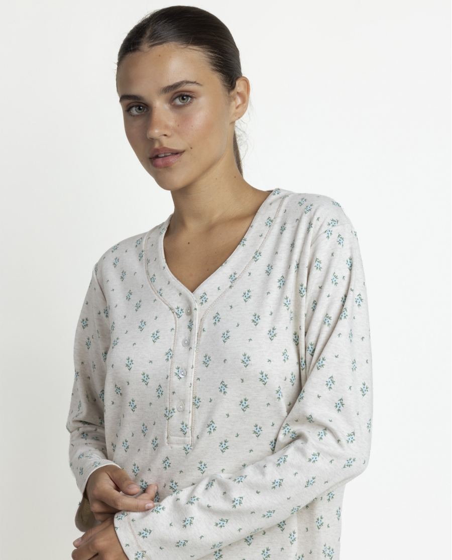 ADMAS CLASSIC Camisola Manga Larga Water Flowers para Mujer BEIGE