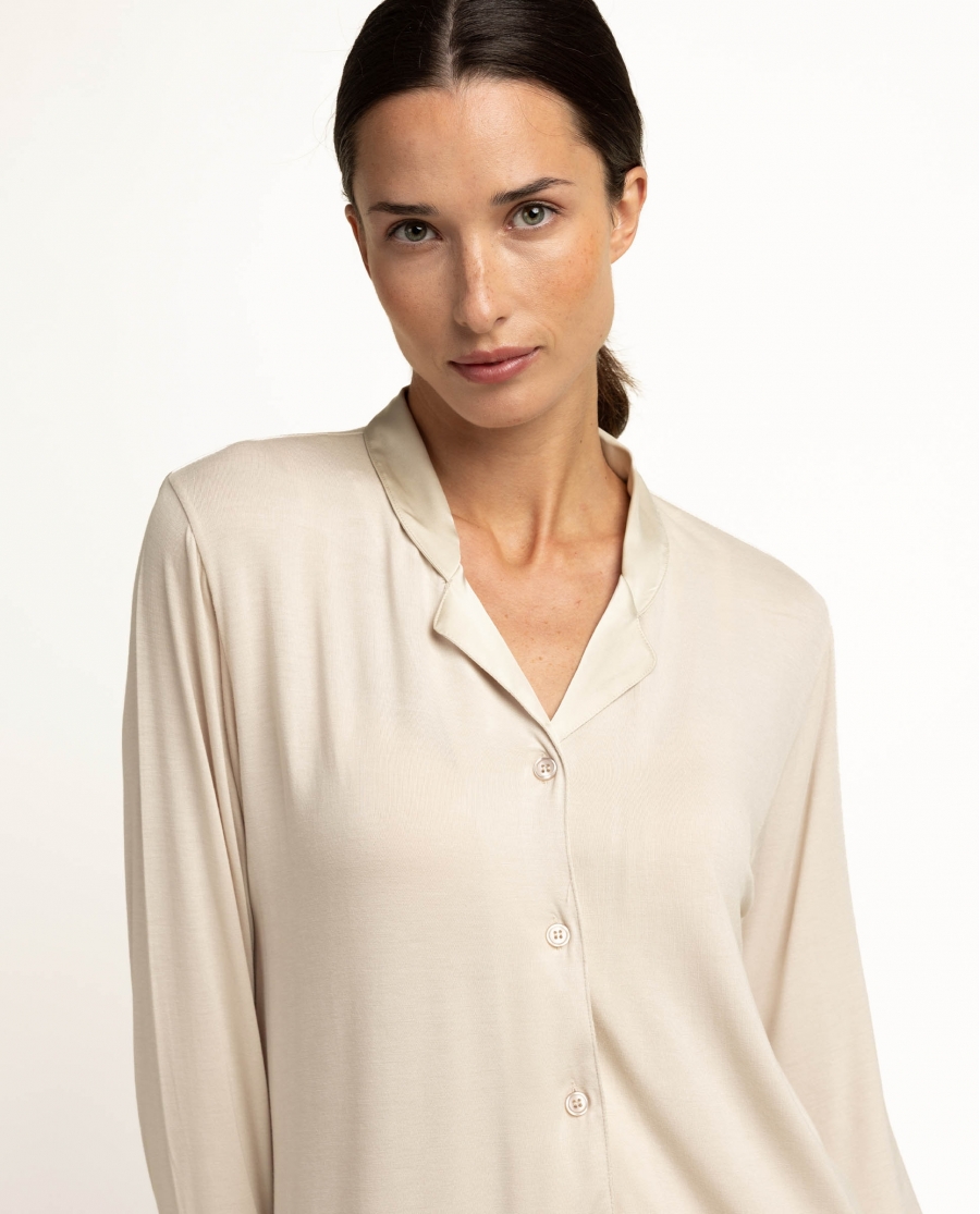 ADMAS LUXURY Camisola Abierta Manga Larga Silver Stripes para Mujer CAVA