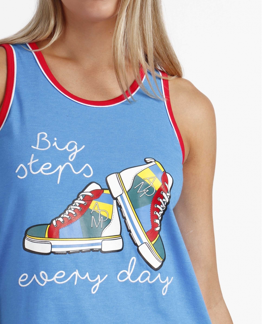 ADMAS Pijama Sin Mangas Big Steps para Mujer AZUL