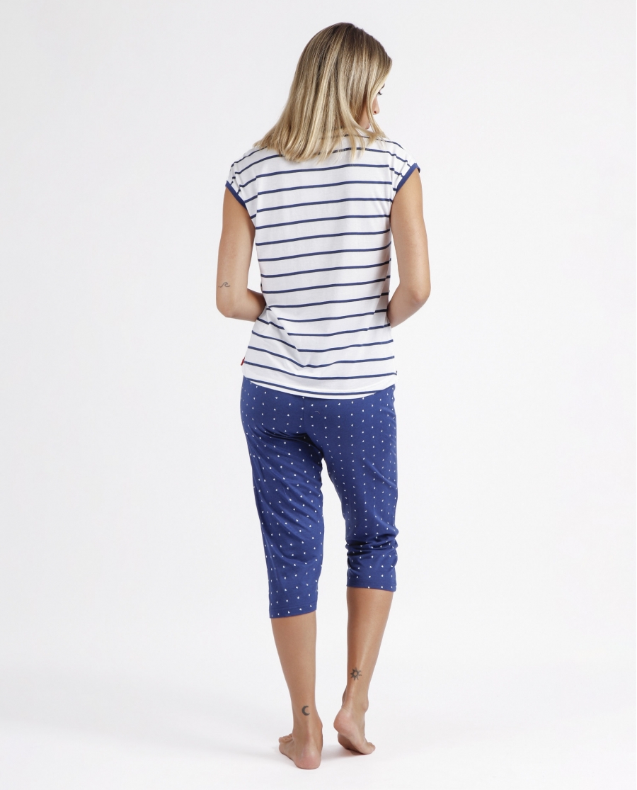 ADMAS Pijama Manga Corta Life Is Beautiful para Mujer MARINO