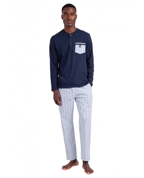 ADMAS CLASSIC Pijama Manga Larga Stripest para Hombre MARINO