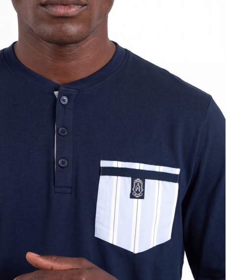 ADMAS CLASSIC Pijama Manga Larga Stripest para Hombre MARINO 2