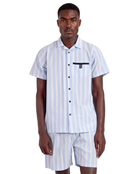 ADMAS CLASSIC Pijama Abierto Manga Corta Stripest para Hombre MARINO