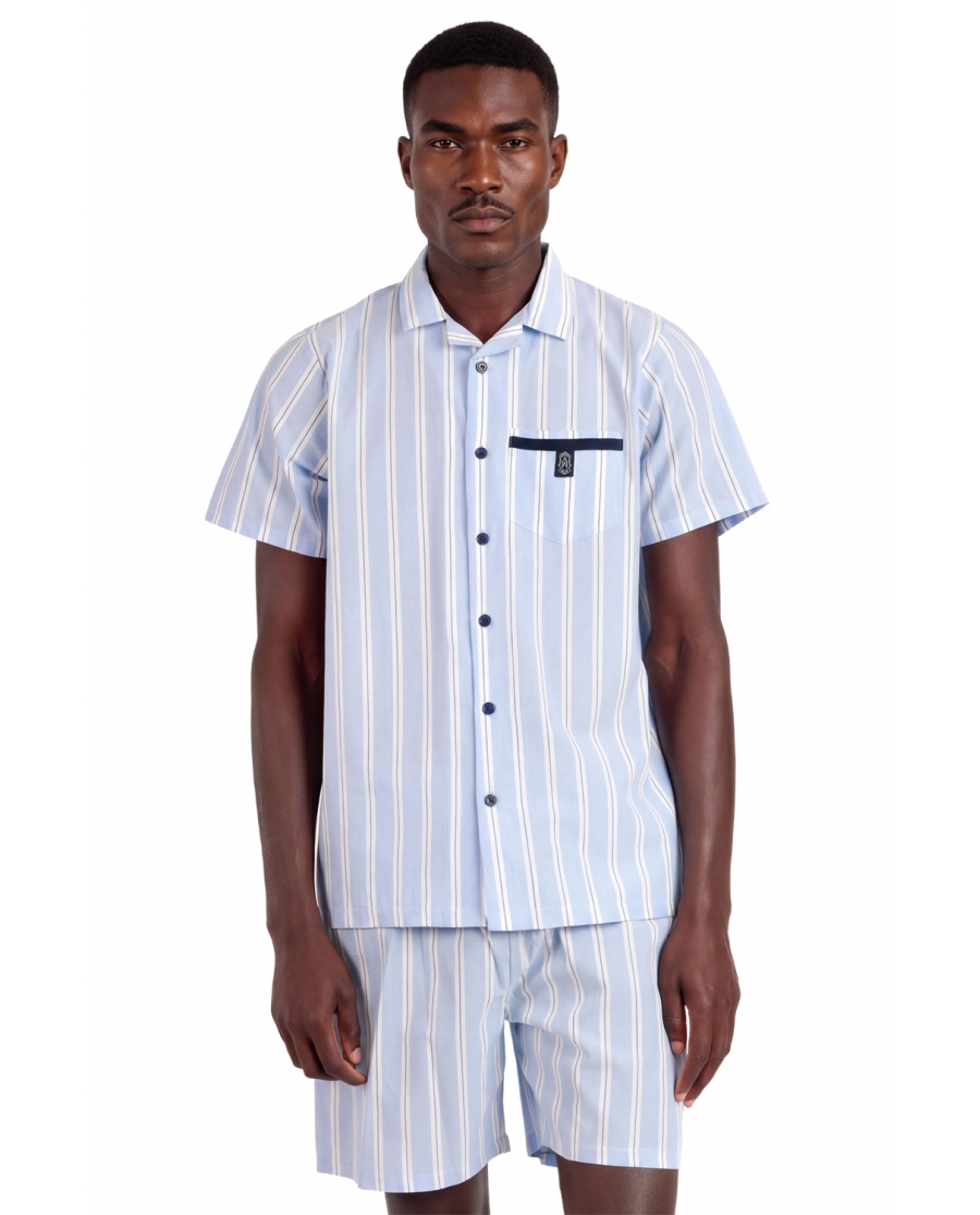 ADMAS CLASSIC Pijama Abierto Manga Corta Stripest para Hombre MARINO