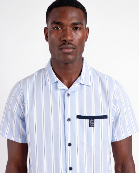 ADMAS CLASSIC Pijama Abierto Manga Corta Stripest para Hombre MARINO 2