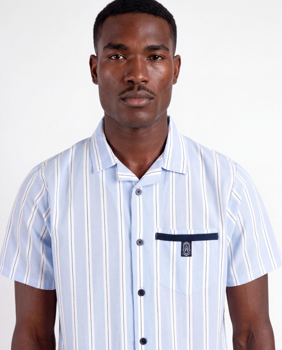 ADMAS CLASSIC Pijama Abierto Manga Corta Stripest para Hombre MARINO