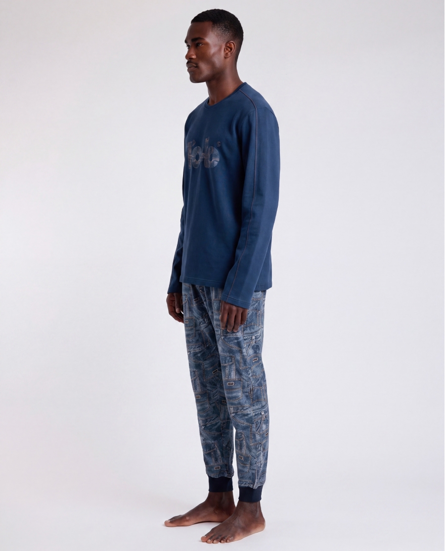 LOIS Pijama Manga Larga Texan para Hombre DENIM