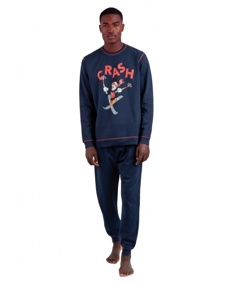 DISNEY Pijama Manga Larga Felpa Winter Club para Hombre MARINO