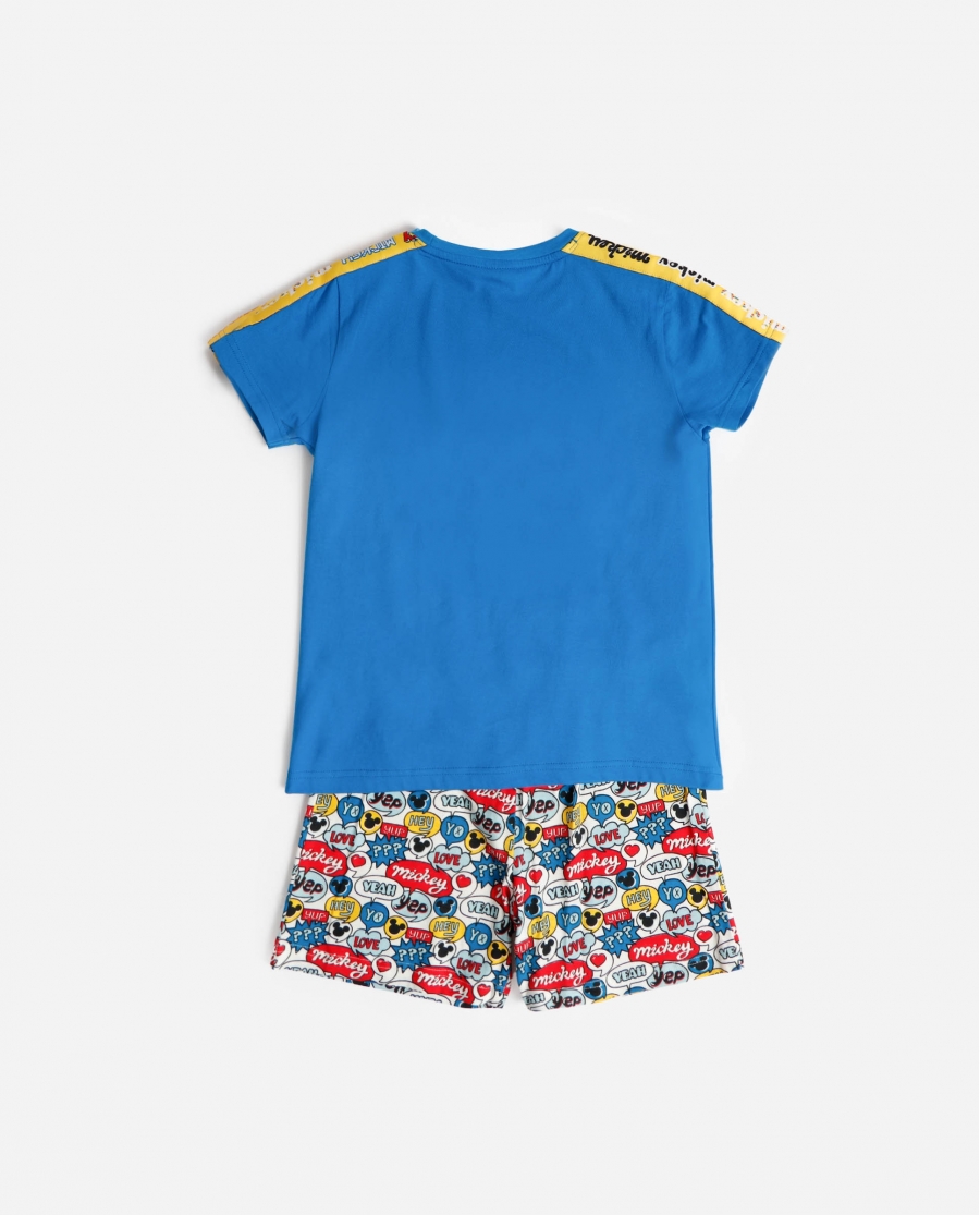 DISNEY Pijama Manga Corta Hey Mickey para Niño AZUL