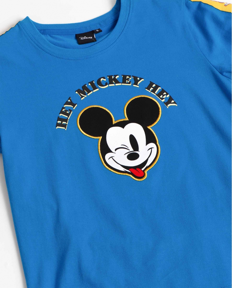 DISNEY Pijama Manga Corta Hey Mickey para Niño AZUL