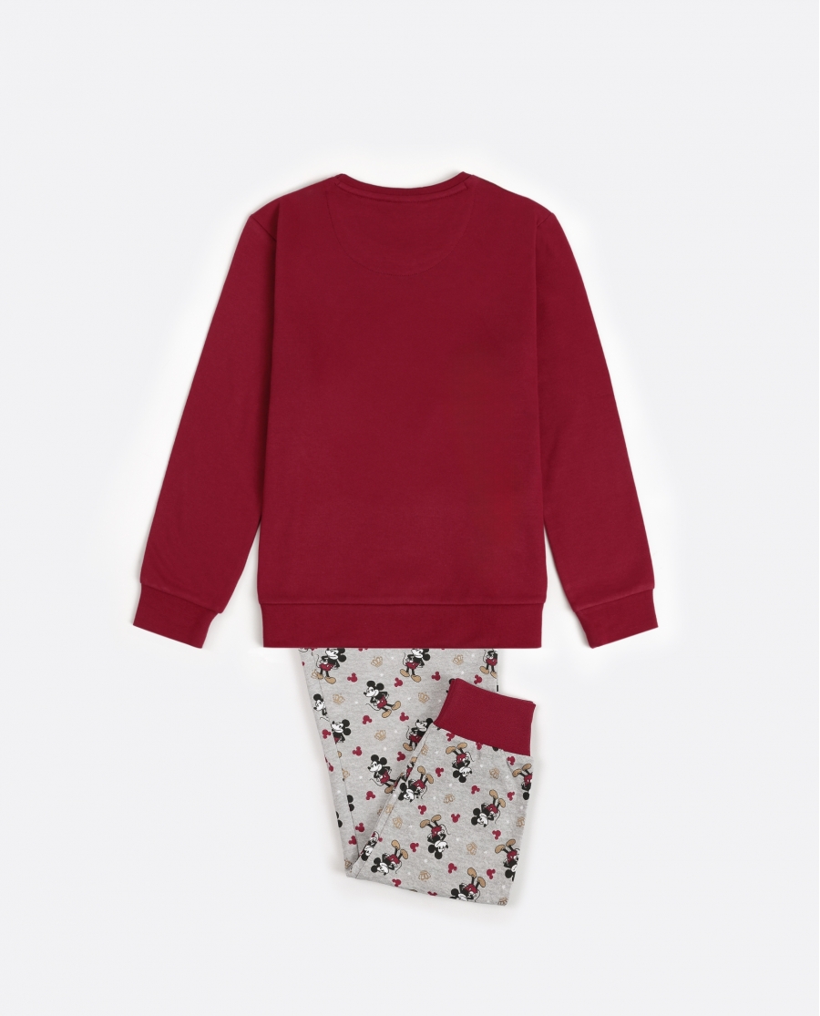 DISNEY Pijama Manga Larga King Mickey para Niña BURDEOS