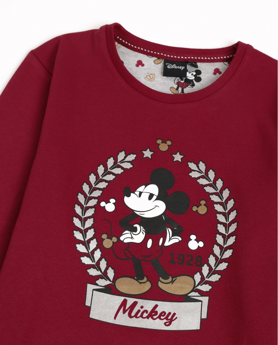 DISNEY Pijama Manga Larga King Mickey para Niña BURDEOS