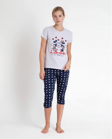 DISNEY Pijama Manga Corta Love is in the Air para Mujer AZUL