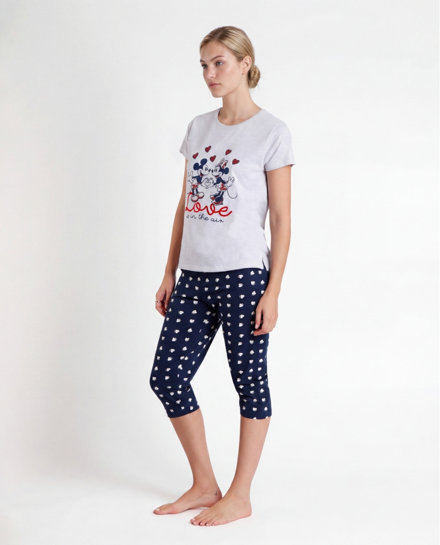 DISNEY Pijama Manga Corta Love is in the Air para Mujer AZUL