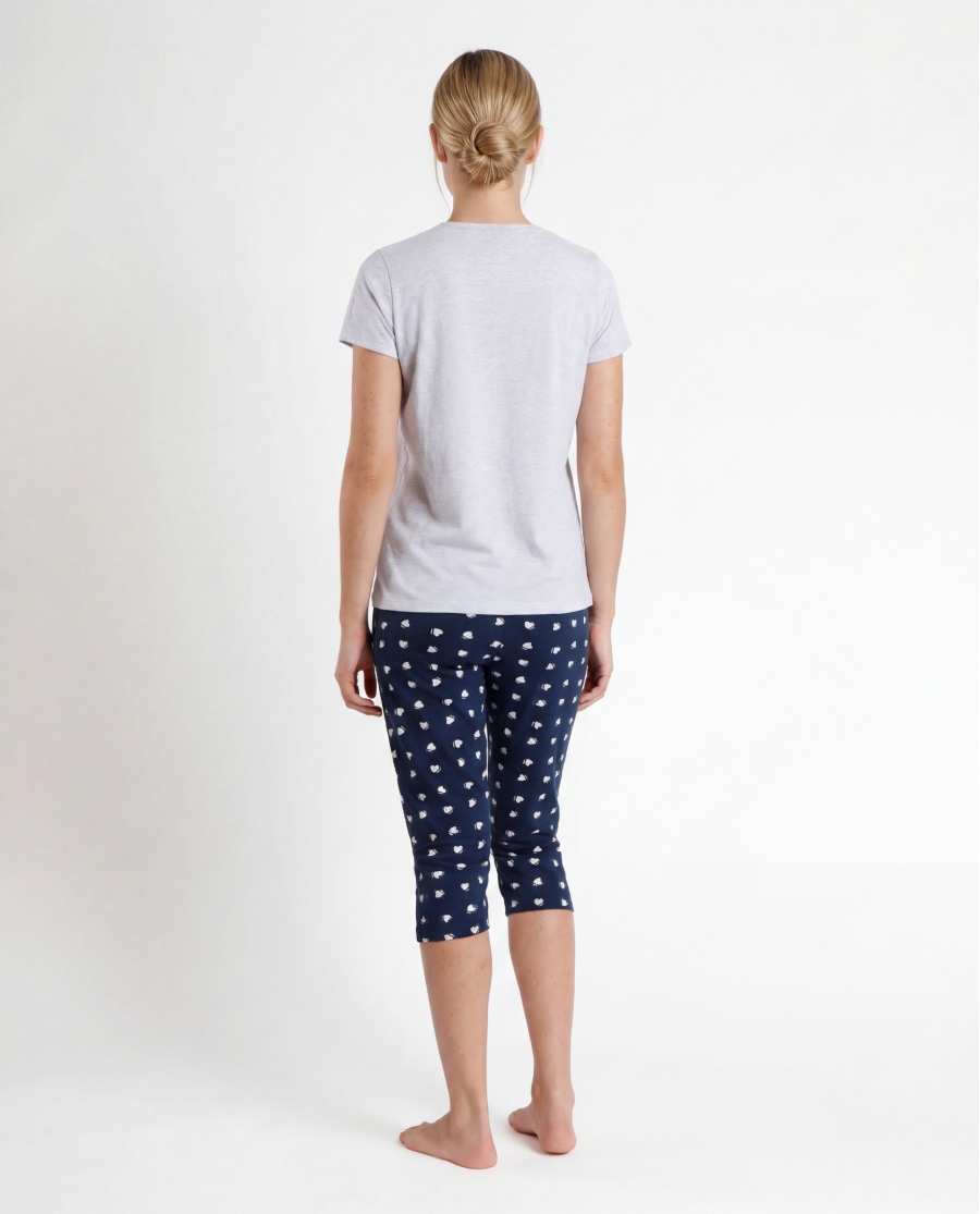 DISNEY Pijama Manga Corta Love is in the Air para Mujer AZUL